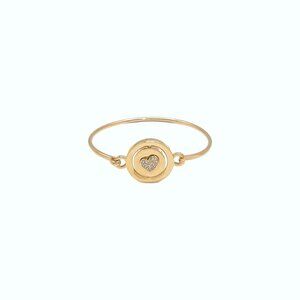 Carolee Rhinestone Heart Letter L Gold Tone Double Sided Charm Bangle Bracelet